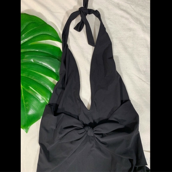 NWT $198 Tory Burch Tie Front Halter One-Piece Swimsuit Black [SZ‎ Small ] - Picture 3 of 8